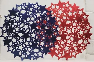 2er Set verschiedene unklare runde Tischsets aus Vinyl (15 Zoll PATRIOTISCH BLAU & ROT STERNE - Bild 1 von 15