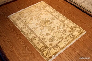 _FATTO A MANO_3'x4' Tappeto beige avorio tinto vegetale tappeto morbido/mudato LANA-TAPPETO - Foto 1 di 11