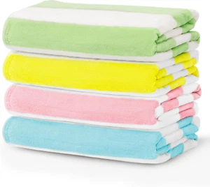 4 Pack Cabana Stripe Beach Towels,30 by 60 Inches, Oversized Microfiber Towels S - Picture 1 of 12