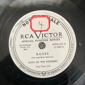 SONS OF THE PIONEERS RCA Victor WCDJ-81 PROMO 78rpm Roses/The Eagle's Heart - Picture 1 of 4