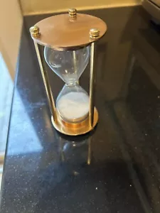 Vintage Brass Small Glass Sand Timer 3 Minute - Picture 1 of 1