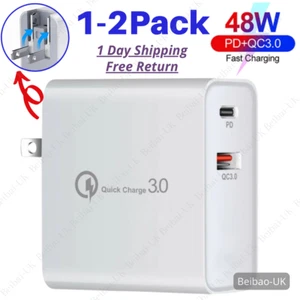 2 Multi-Port USB Wall Charger QC 3.0 Fast Charging Station Power Adapter US Plug - Picture 1 of 9