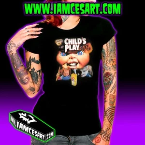 Child's Play Damen DTG T-Shirt 100% Baumwolle Film Horror Chucky Evil iamcesart - Bild 1 von 2