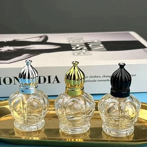 Crown Shape Perfume Bottles Glass Cosmetic Container Mini Roll-on Bottle Woman - Picture 1 of 8