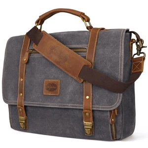 Laptop Messenger bag for Mens 15.6 Inch, Waterproof Vintage Genuine Leather M... - Picture 1 of 8