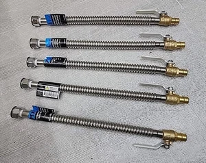 5PK Apollo 3/4" Brass PEX-A Barb x FNPT x18" Water Heater Connector w/Ball Valve - Picture 1 of 6