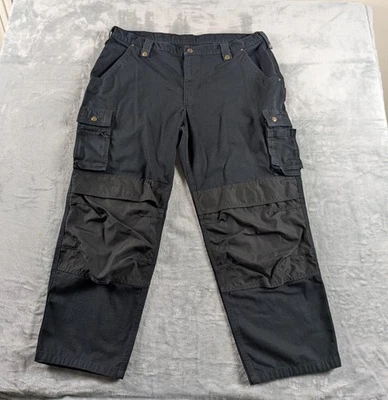 Carhartt Cargo Pants Men 42x28 Black Ripstop Double Knee Workwear IRREGULAR READ - Image 1 of 4