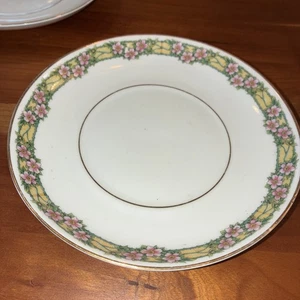 Heinrich Saucer Floral Pink Flowers Green Leaf and Gold Trim - Picture 1 of 3