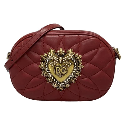 Auth DOLCE&GABBANA Devotion Red Leather Shoulder Bag - Image 1 of 4