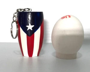 PUERTO RICO FLAG IN A CONGA WOOD KEY RING KEY CHAIN SALSA MUSIC TRUCKS SOUVENIRS - Picture 1 of 4