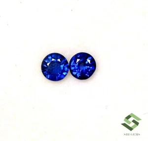 Par de piedras preciosas sueltas facetadas de 0,83 CTS de zafiro azul natural de 4,50 mm - Imagen 1 de 9