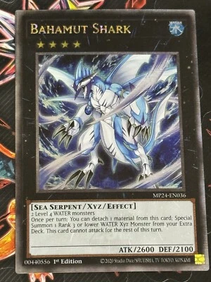 Yugioh! 1x Bahamut Shark MP24-EN036 Quarter Century Secret Rare 1st Ed NM - Image 1 of 2