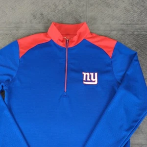 New York Giants Sweatshirt Antigua 1/4 Zip Mock Neck Long Sleeve Blue Men Medium - Picture 1 of 13