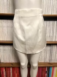 Zara Ladies XS S 8 Skirt High Waist Mini Linen Minimalist Curved Hem White Short - Picture 1 of 10