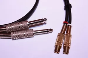 Phono Cable, stereo audio 1/4 male phono plug to RCA female, 3ft. - Picture 1 of 2