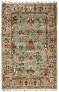 Alfombra oriental anudada a mano Ziegler 161x105 cm-fina, alfombra, alfombra, nueva, verde - Imagen 1 de 10