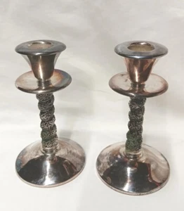 Pair of Original Plator 5.5" Made in Spain Grapevine Candlesticks - Picture 1 of 8