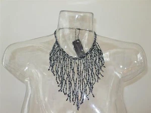 Bebe Black Gray Beaded Necklace NWT - Picture 1 of 1