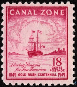 Canal Zone Stamp Scott # 145 Mint F-VF - 18 Cents Deep Red Lilac Ship Departing - Picture 1 of 1