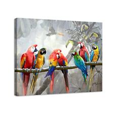 Parrot Pictures Canvas Wall Art - Tropical Macaw birds Decorations for Home D...
