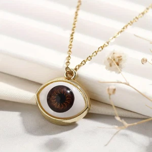 Eye Of Providence Jewelry Golden Evil Eye Brown Eye Pendant Necklace - Picture 1 of 4