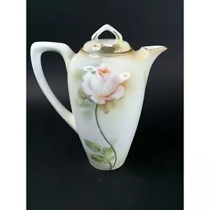 Antique RS PRUSSIA Porcelain Chocolate Coffee Pot GERMANY Light Pink Rose - Picture 1 of 10
