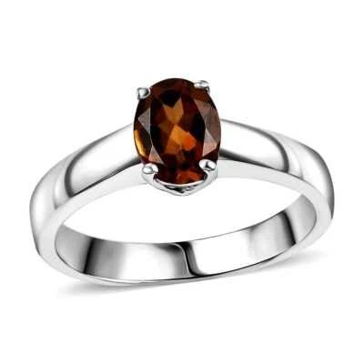 GORGEOUS!! 1.25ctw Ceylon Hessonite Garnet Solitaire Ring Rhodium Plated Size 6 - Image 1 of 4