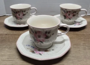 Set of 3 Mikasa Finesse April Glory Tea Coffee Cup and Saucer Sets Floral Center - Picture 1 of 9