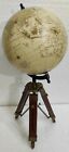 Nautical World Map Table Globe Ornament With Antique Finish Wooden Tripod Stand