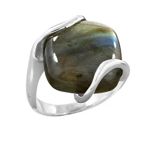 925 Sterling Silver LABRADORITE ring Solid Unisex HANDMADE Proposal Engagement - Picture 1 of 4
