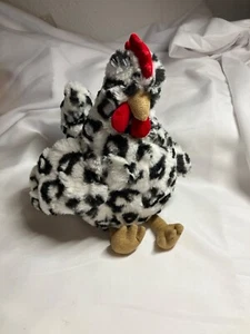 Manhattan Toy Henley Black and White Plush Chicken Stuffed Animal 9" - Picture 1 of 5