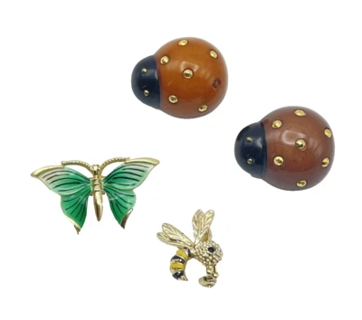 Lote de 4 prendedores Ladybug, Honey Bee, Bumblebee, Butterfly Foto 1 de 4