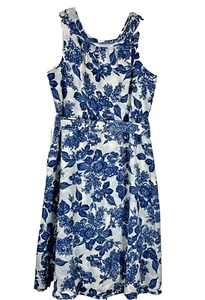 Donna Ricco New York Dress Sz 6 White Floral Print Fit & Flare Cowl Neck Midi - Picture 1 of 19