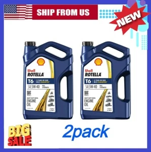 Shell Rotella T6 Full Synthetic 5W-40 Diesel Engine Oil, 1 Gallon ( 2 pack) - Picture 1 of 10