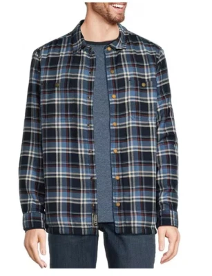 Mens L.L.Bean Fleece-Lined Flannel Blue Long Sleeve Woven Button Shirt Large New - Image 1 of 4