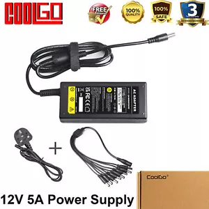 12V 5A Power Supply Adapter +8 Way Splitter Cable for DVR/CCTV Camera/LED Strip - Picture 1 of 10