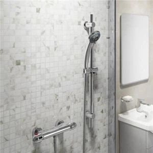 Shower Riser Rail Kit Slider Adjustable Chrome Head Holder Bracket Bathroom Set - Picture 1 of 4