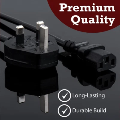 13A Kettle Lead 1.5m UK Mains Power Plug to IEC C13 Cable Cord for PC Monitor TV - Image 1 of 4