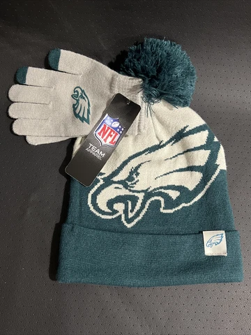 Philadelphia Eagles NFL Team Apparel Cuffed Beanie and Gloves Combo Set - OSFM Cover