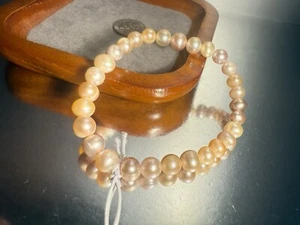 Around 7.7mm Natural Seedless Freshwater Pearl Elastic Bracelet - Picture 1 of 11