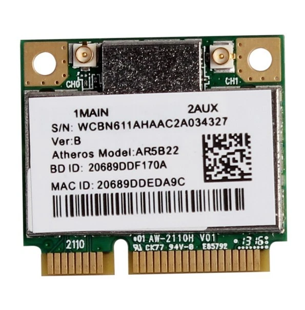 Atheros AR5B22 300Mbps Wifi Bluetooth Bt 4.0 Adapter Wireless MINI PCI-E Card - Image 1 of 1