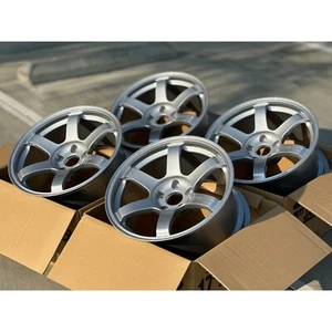 (set of 4) Volk Racing TE37 Saga S-Plus 17x9 +22 5x114.3 Diamond Silver - Picture 1 of 4