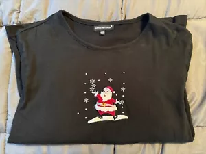 Maglietta Carolyn Taylor nera Babbo Natale top manica lunga - Taglia L - Foto 1 di 1