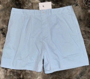 Nike 36 Mens Seersucker Shorts Pleated Blue White mid thigh 6" cotton $90 - Picture 1 of 9