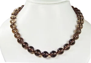 Belle Collier En Pierre Précieuse Quartz Fumé En Forme De Boule Ø-12 Mm - Bild 1 von 3