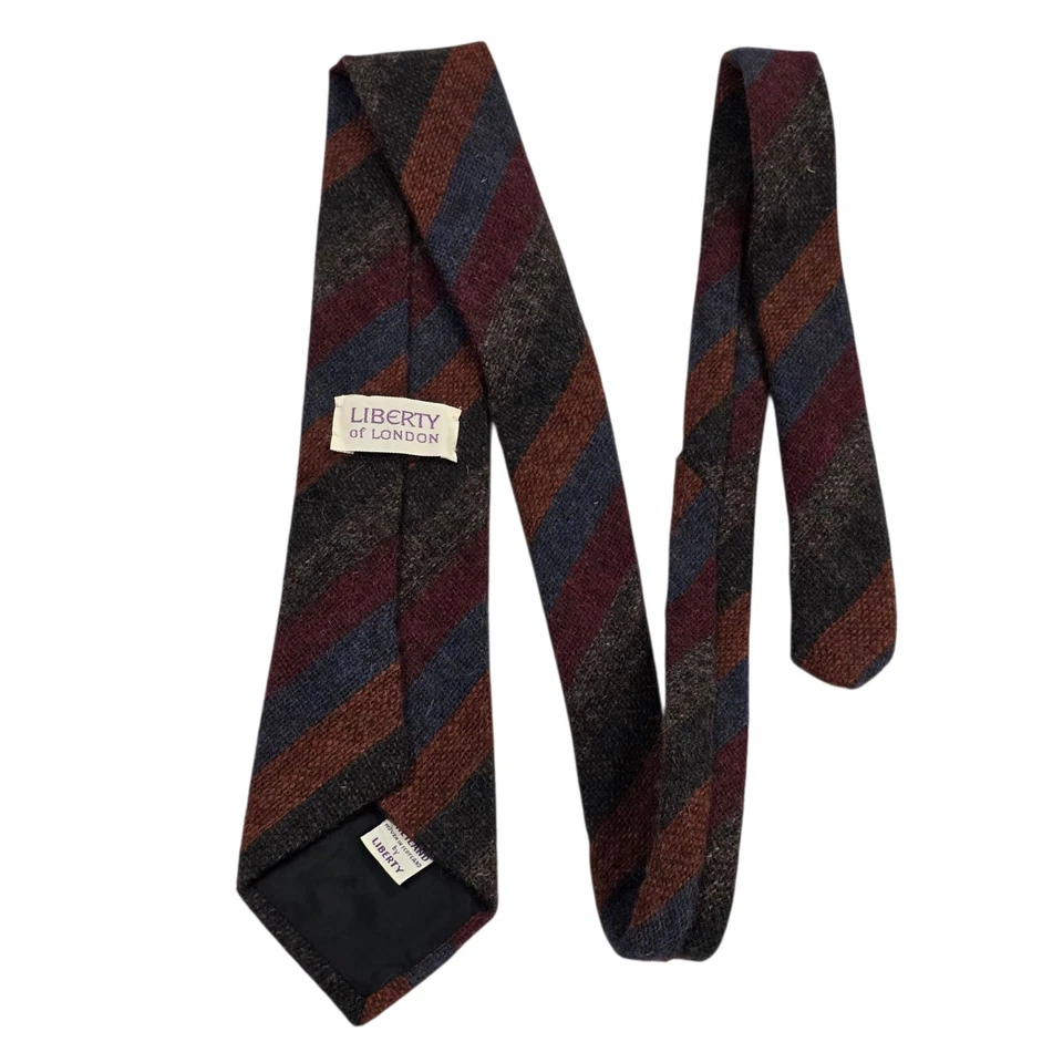 Corbata a rayas de lana LIBERTY of LONDON marrón azul borgoña accesorio para hombre Foto 1 de 4