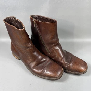 Stivaletti vintage zip laterale uomo taglia 11,5 pelle anni 60 70 80 SCOVILL marrone - Foto 1 di 22