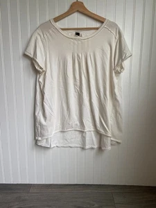 Free People Elfenbein Little Gem Baumwolljersey Biesen Oversize High Low Top XS - Bild 1 von 4