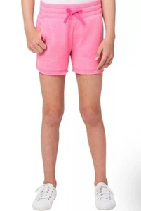 Justice Girls Midi Shorts Pink 7/8 French Terry Elastic Waist Pockets Logo - Picture 1 of 10