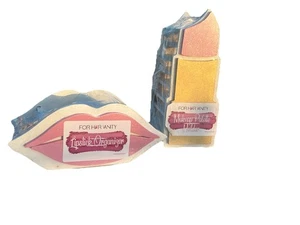 Make-up Organizer für Eitelkeit Vintage Holz geformte Lippen und Lippenstift rosa und weiß - Bild 1 von 3